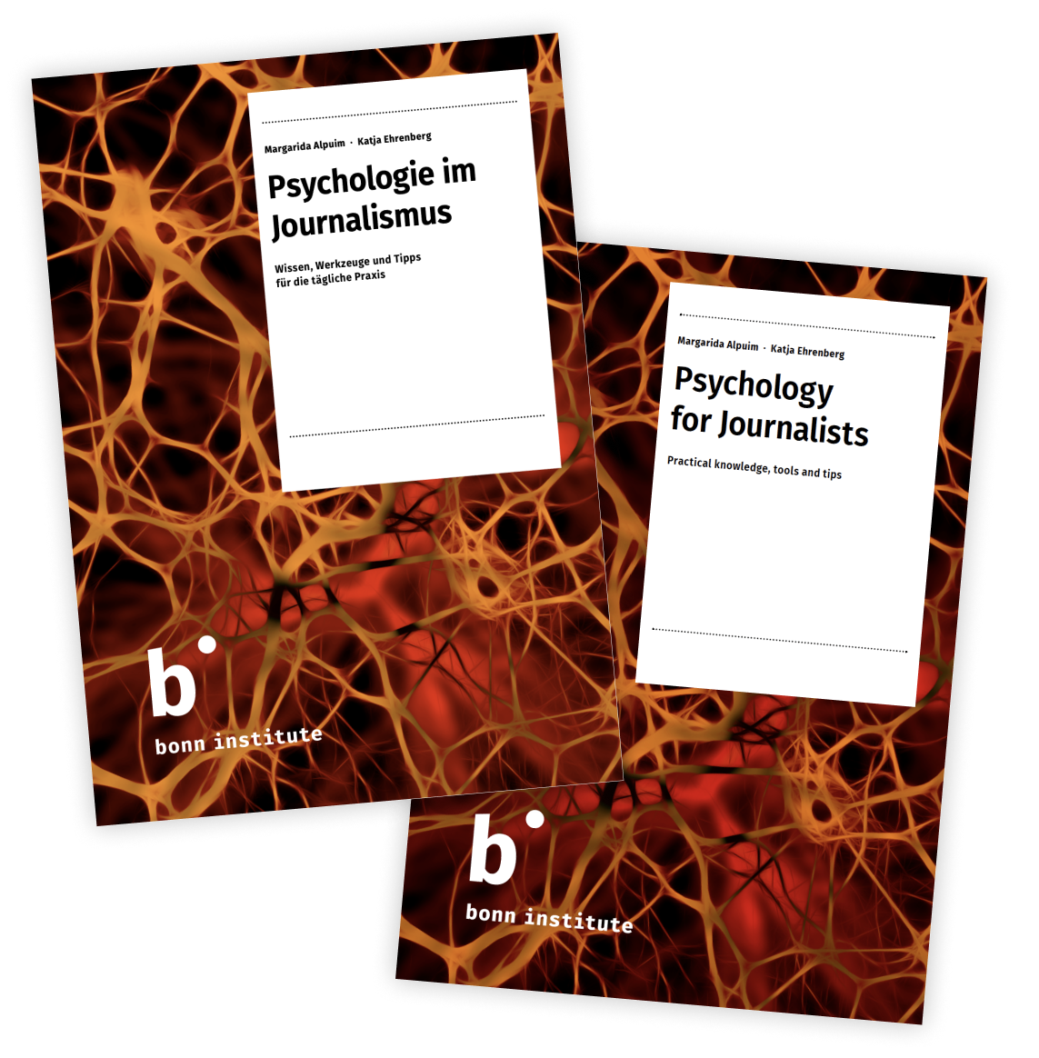 Das Bild zeigt die Cover unserer Publikation "Psychologie im Journalismus".