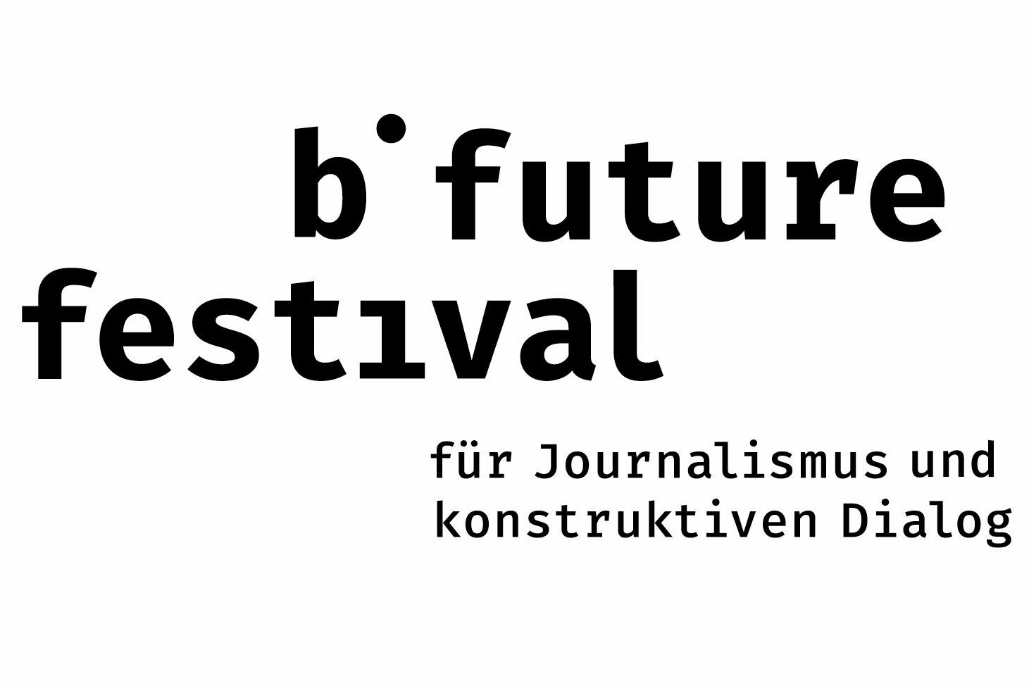 b future festival Logo mit schwarzer Schrift auf weißem Hintergrund.