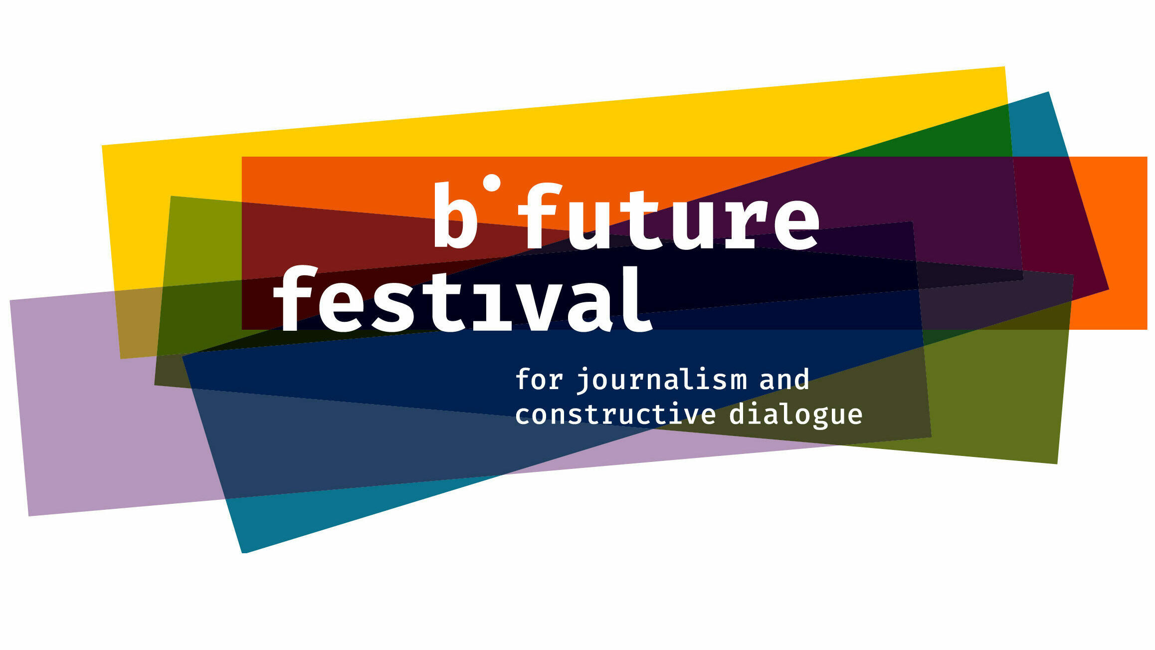 official b future festival logo with white lettering on skewed rectangles with the colours yellow, orange, green, blue and a light purple.