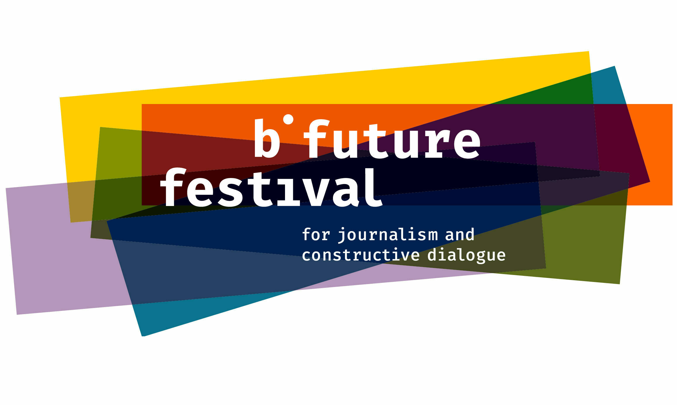 official b future festival logo with white lettering on skewed rectangles with the colours yellow, orange, green, blue and a light purple.
