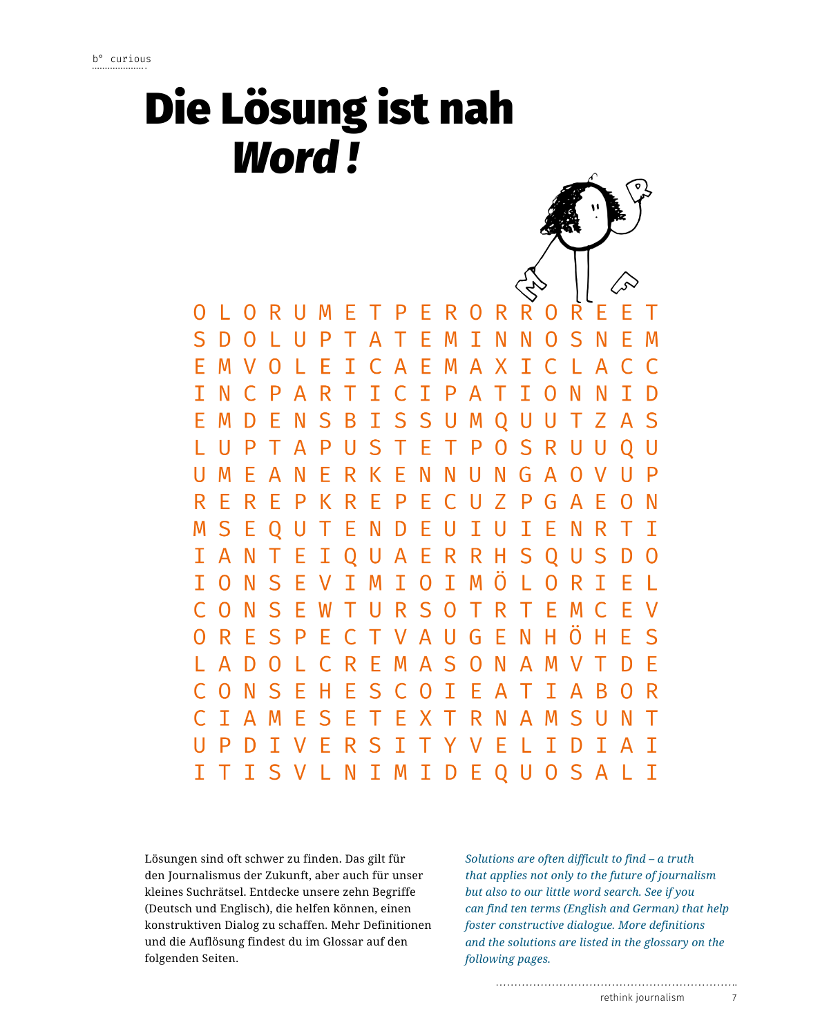 A crossword puzzle from the Bonn Institute Magazine