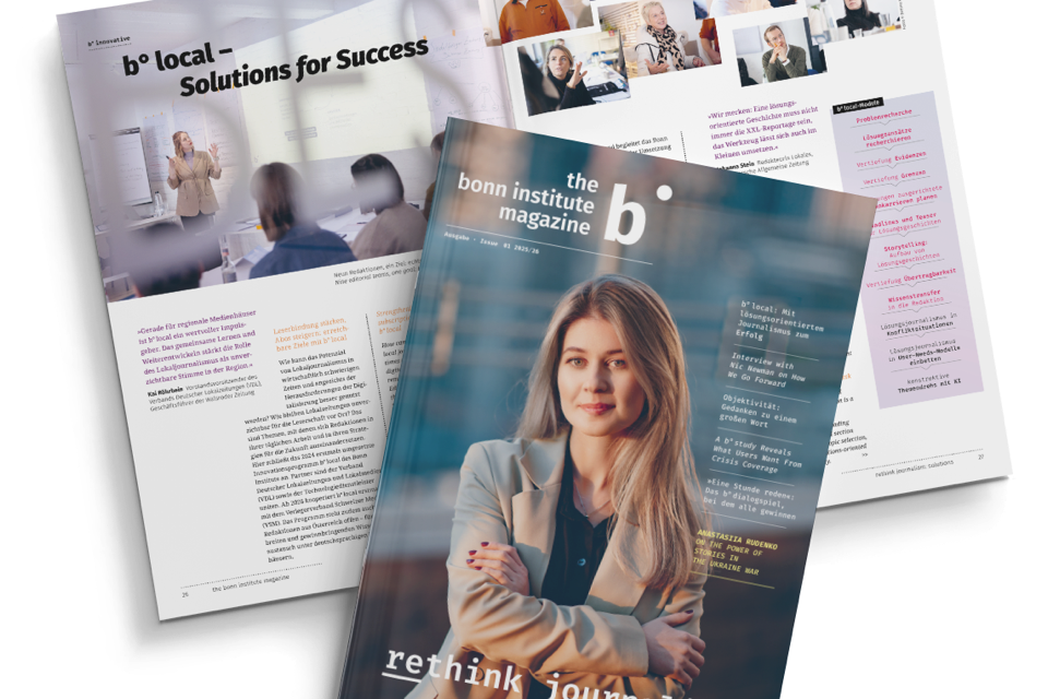 the bonn institute magazine cover and inside pages